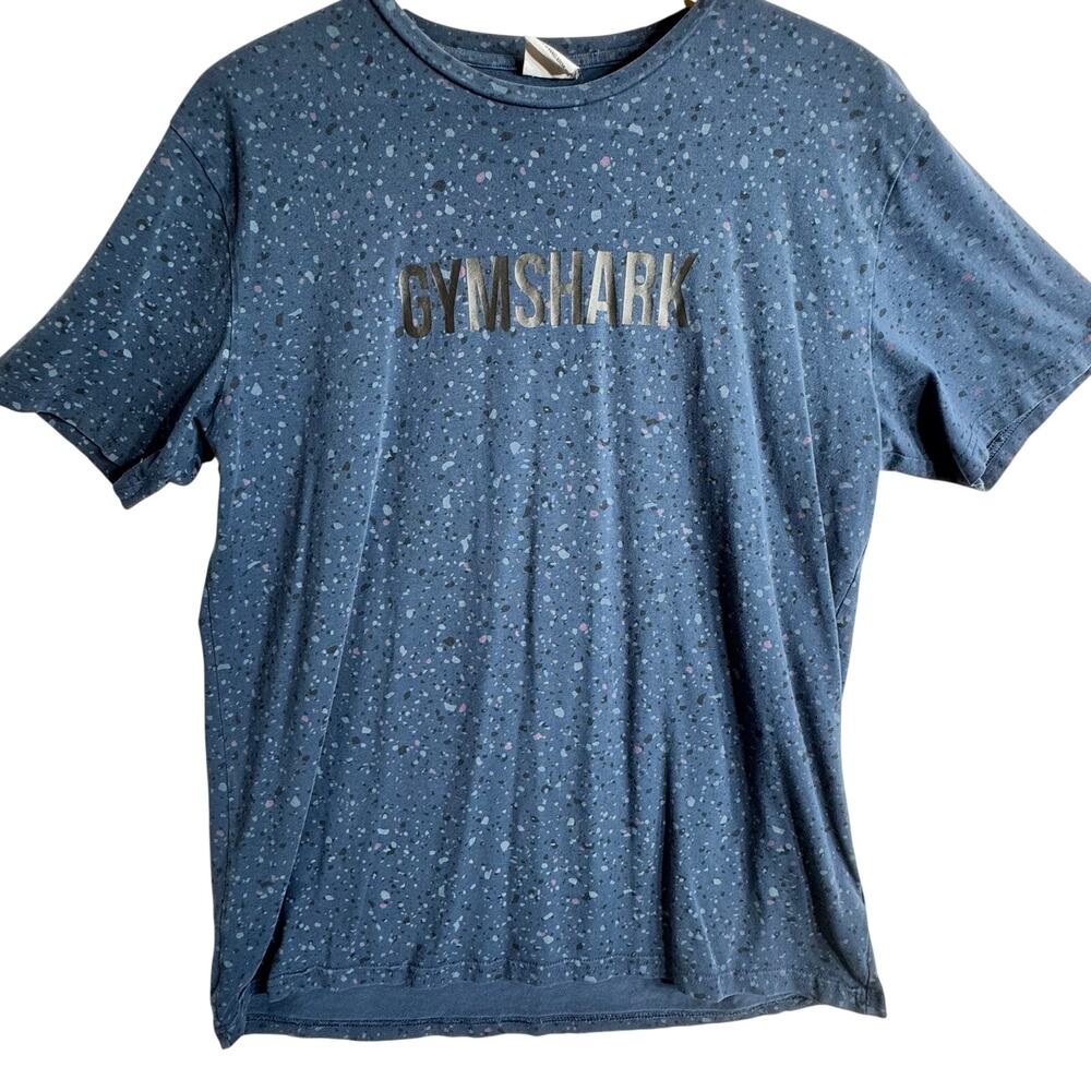 Gymshark T Shirt Mens Medium Blue Speckled Logo Athletic Gym Workout Tee M